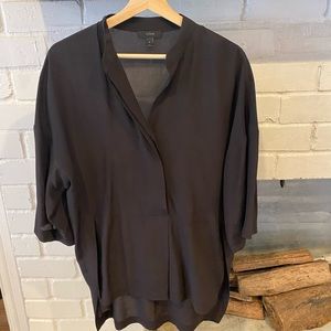 Jcrew black silk v neck blouse